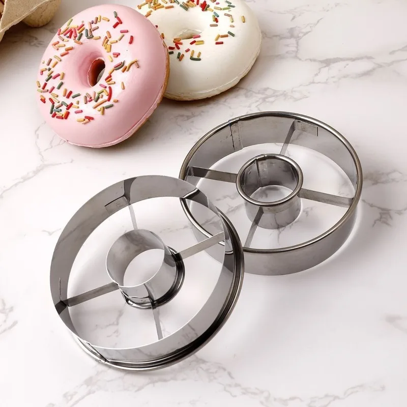 1PC Stainless Steel Donut Cutter Round Doughnut Mold Kitchen Baking Mousse Cake Cutter Cookie Biscuit Mold Kitchen Tools