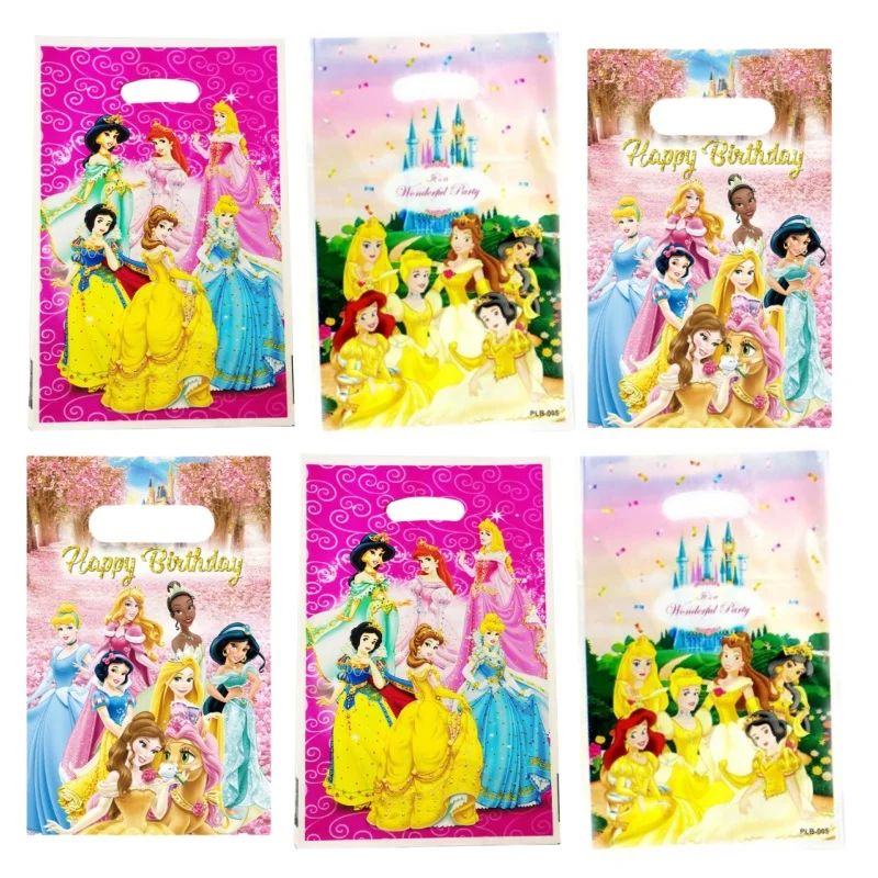 

10/50pcs Princesses Jasmine Bell Snow White Little Mermaid Theme Gifts Bags Birthday Decoration Party Loot Bag
