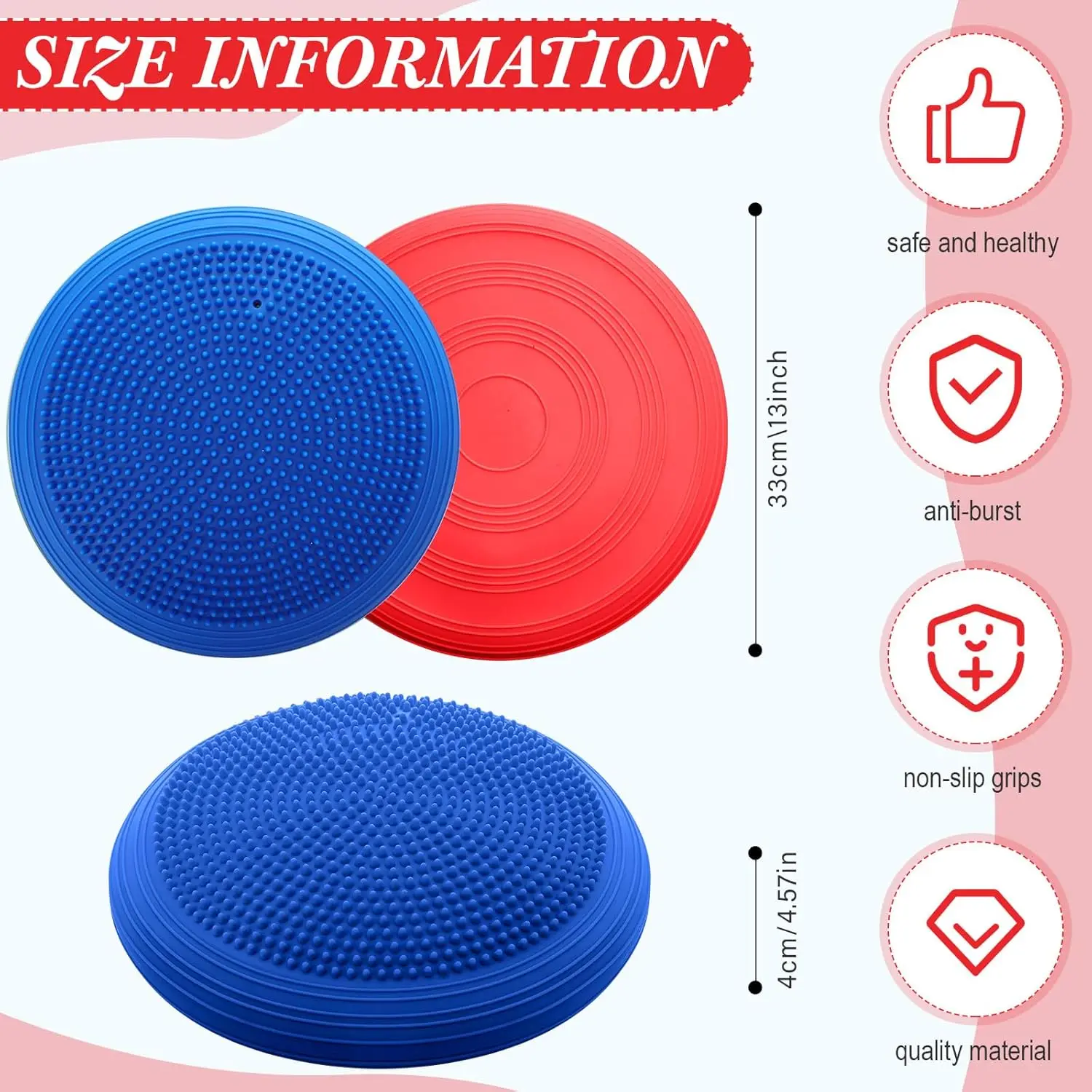 8 Pcs Inflated Wiggle Seat, Sensory Seat, Flexible Balance Board, for Physical Exercise, Improving Posture, Home and Office Use
