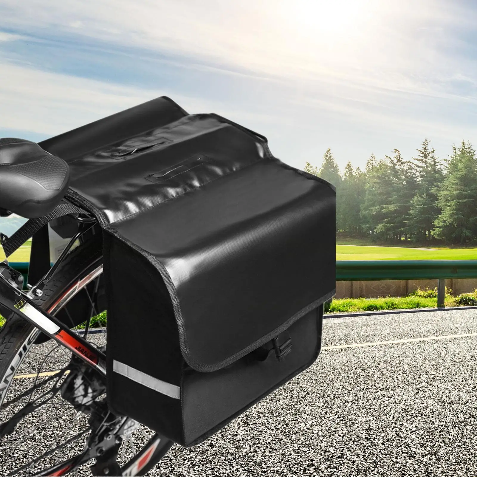 حقيبة الدراجة بسلال 28 لتر حقيبة المقعد الخلفي للدراجة للتنقل وحامل السفر لركوب الدراجات #4
