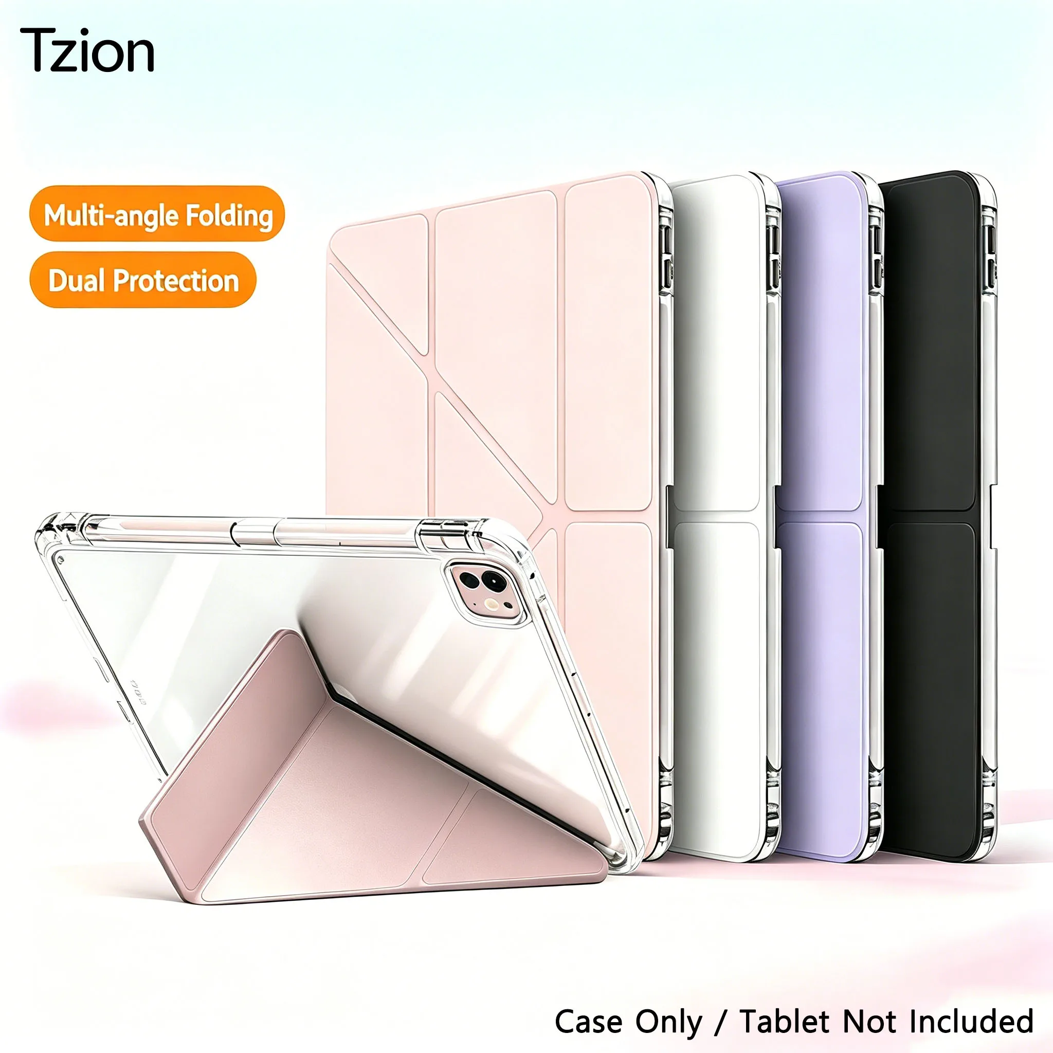 Étui pour iPad Pro 11 Série Y-fold, étui pour tablette en acrylique hautement transparent avec emplacement pour stylet, prend en charge la fonction veille/réveil automatique