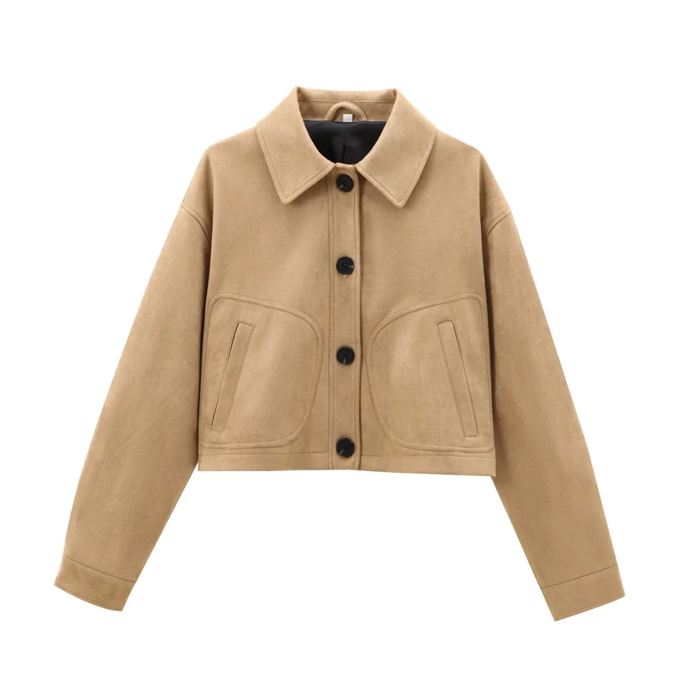 

UNIZERA 2024 Autumn/Winter New Product Casual Women's Fashion Retro Loose Short Long Sleeve Collar Jacket Coat