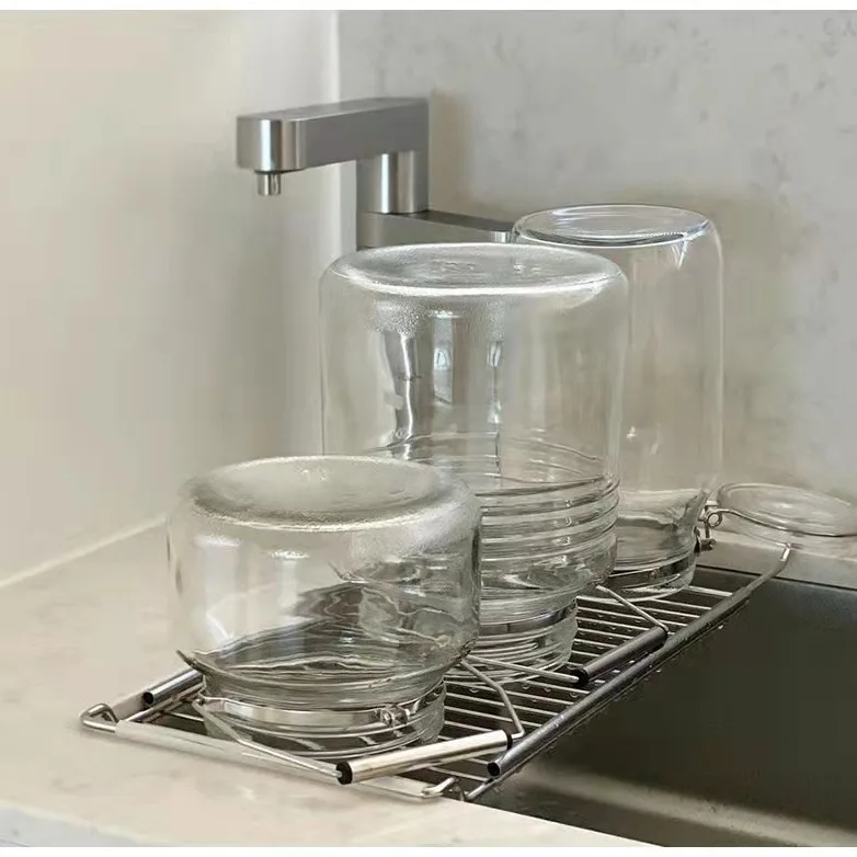 Telescopic Stainless Steel Kitchen Drain Basket Sink Strainer Drain Over The Sink Kitchen Rack Dish Drying Rack