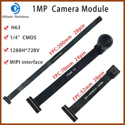 H63 kamera modülü 80 derece 1MP 1280*720 MIPI SPI DVP 24/28 Pin arayüzü 1/4 Lens 52MM uzunluk