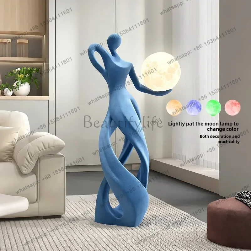 Creative Home Decor Flocking Art Statue Abstract Girl Figure Modern Indoor Luxury Living Room Porch Shine Decoration Sculpture
