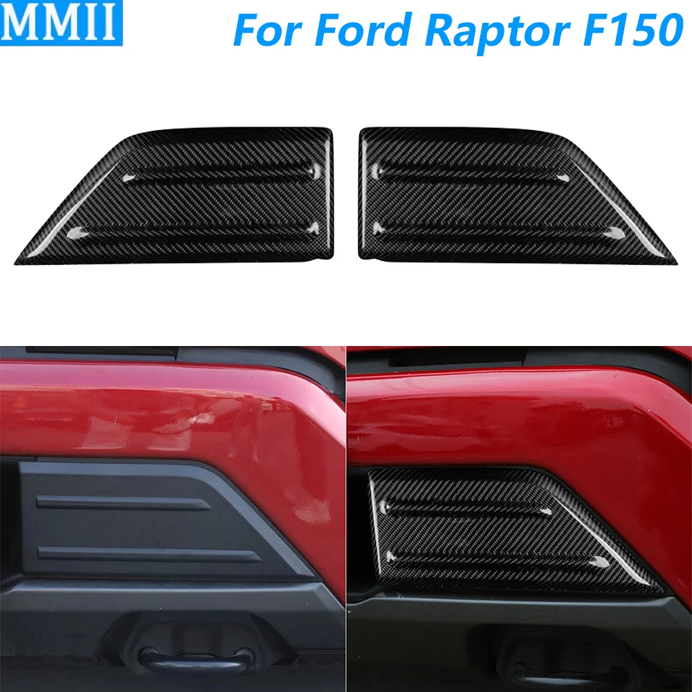 For Ford F150 Raptor 2021-2023 Carbon Fiber Front Bumper Guards Inserts Pads End Caps Cover Car Accessories Bolt-On Replacement