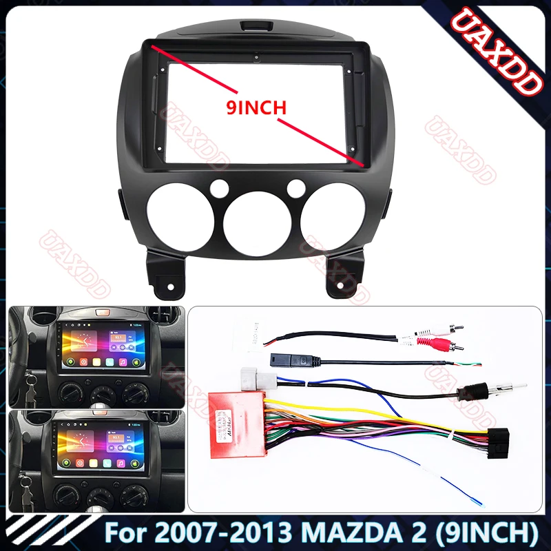 For 2007-2013 MAZDA 2 9INCH Car Radio Android Stereo audio screen multimedia video player navigation cables Harness frame