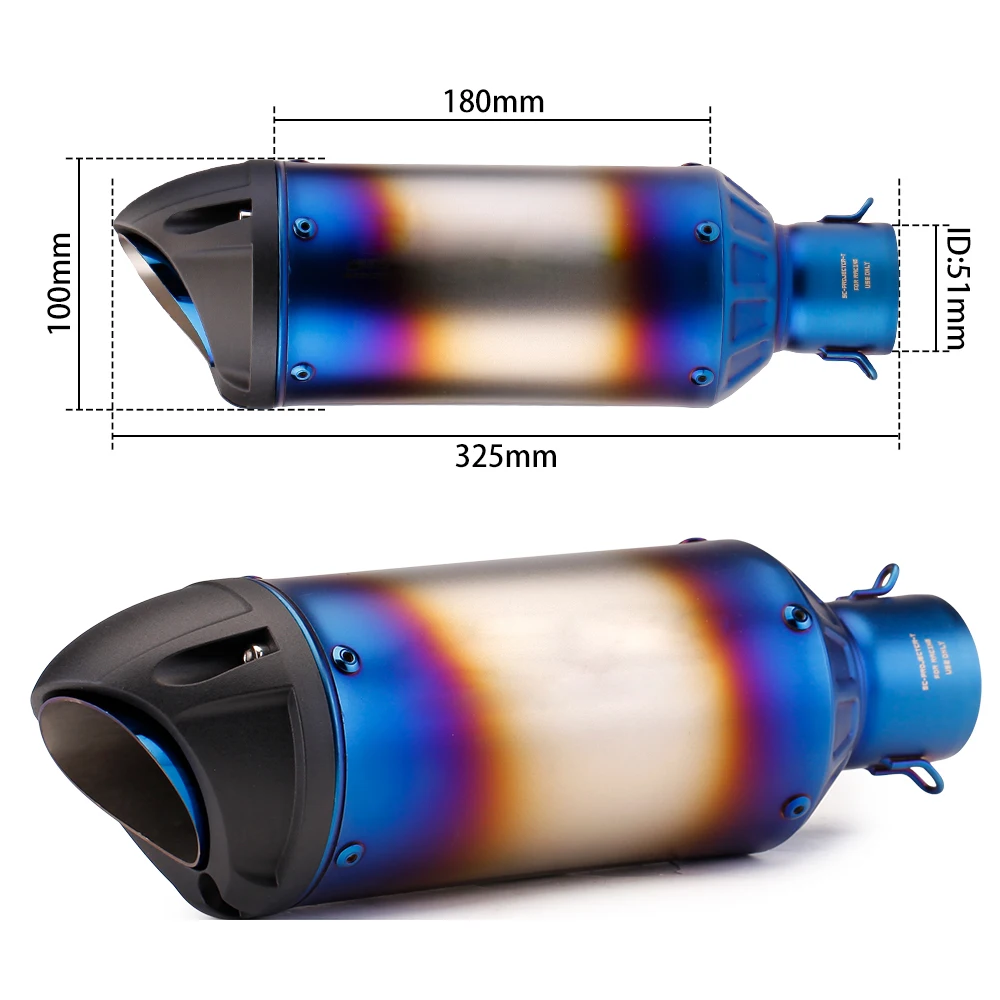 Universal S-project Motorcycle Exhaust Muffler 51mm Racing Scooter Exhaust Muffler for z400 pcx ninja400 gsx250 MT07 MT09 z900