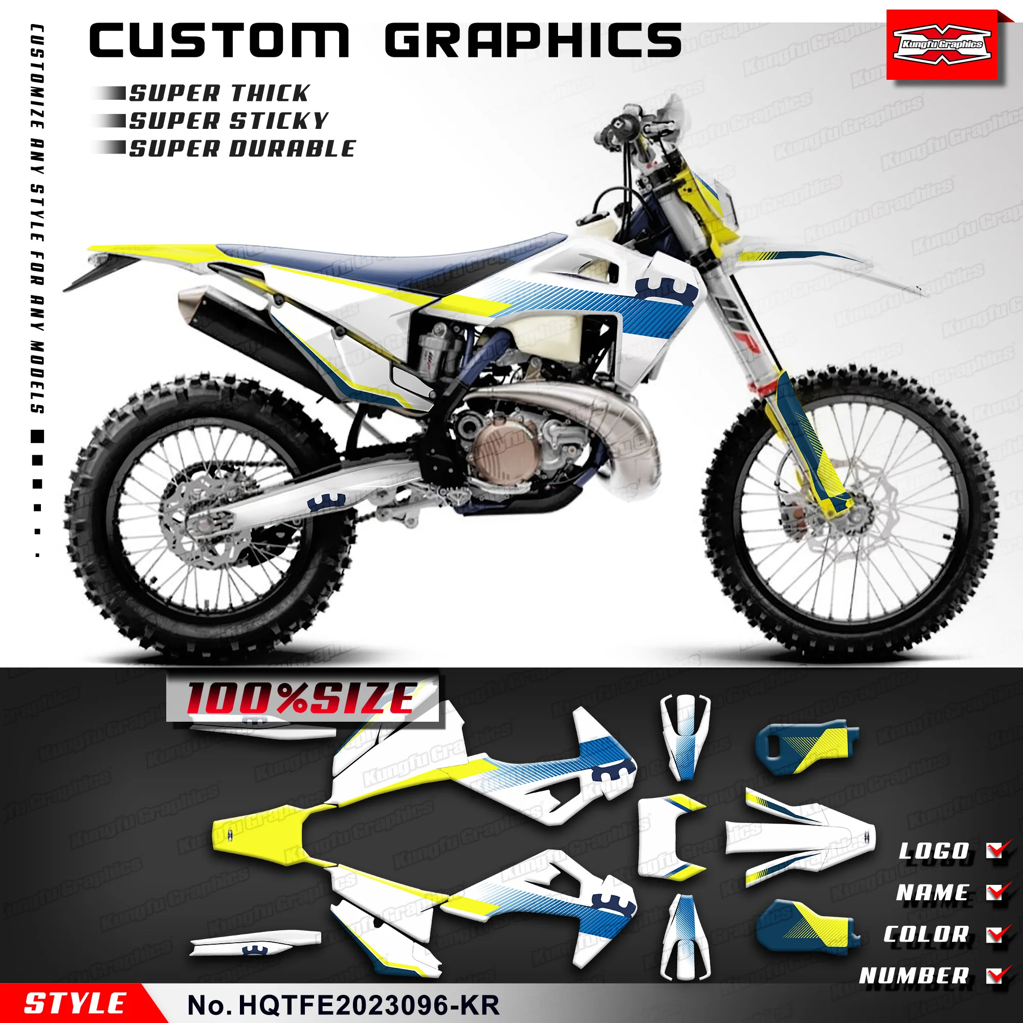 

KUNGFU GRAPHICS Sticker for Husqvarna TE 150i 250i 300i FE250 FE350 FE450 FE501 FE 250 350 450 501 2020-2022, HQTFE2023096-KR