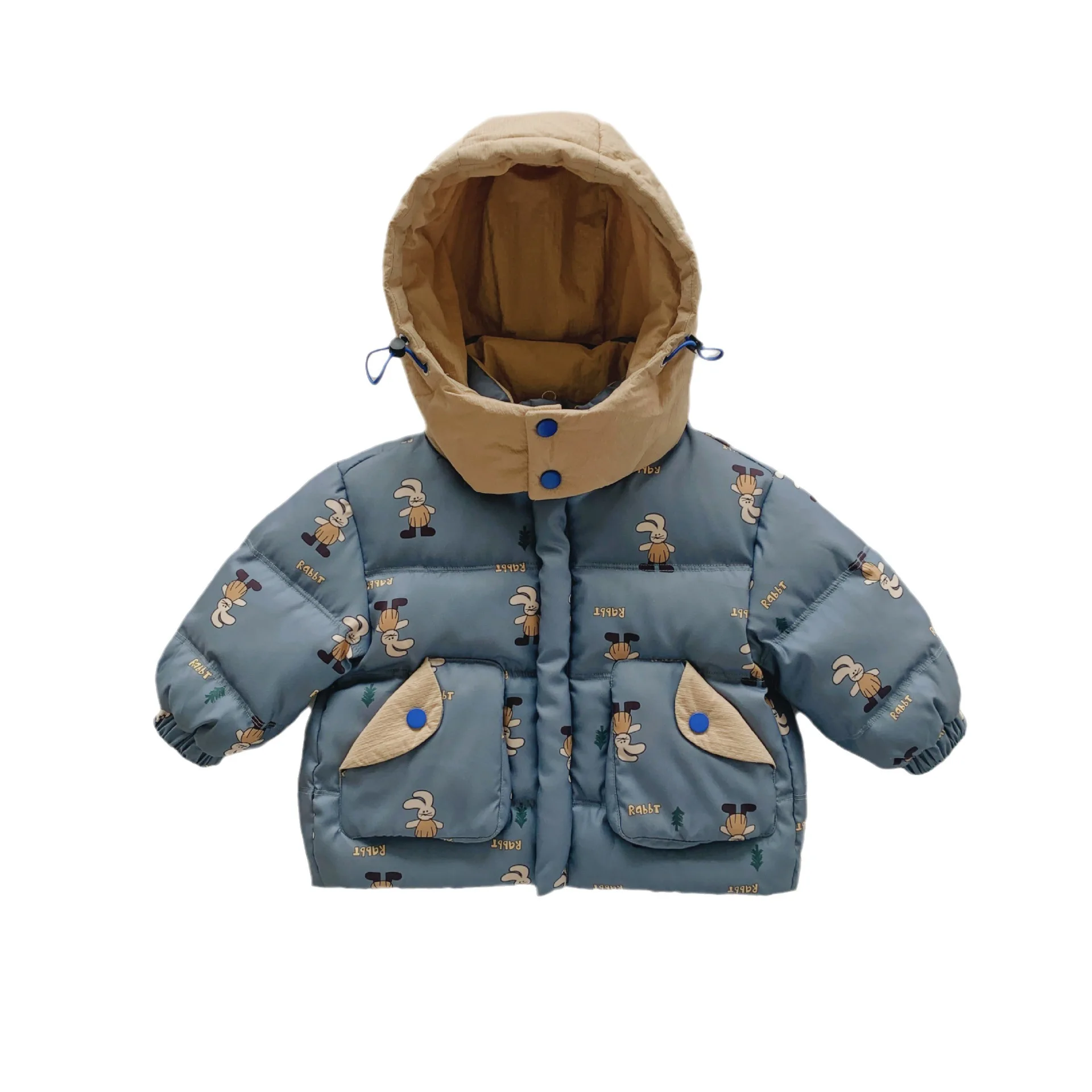 Childrens Boys Down Jacket Thickened Winter 2024 New Cartoon Printed Splicing Kids Baby Boys Coat Hooded Warm Toddler Boy Jacket