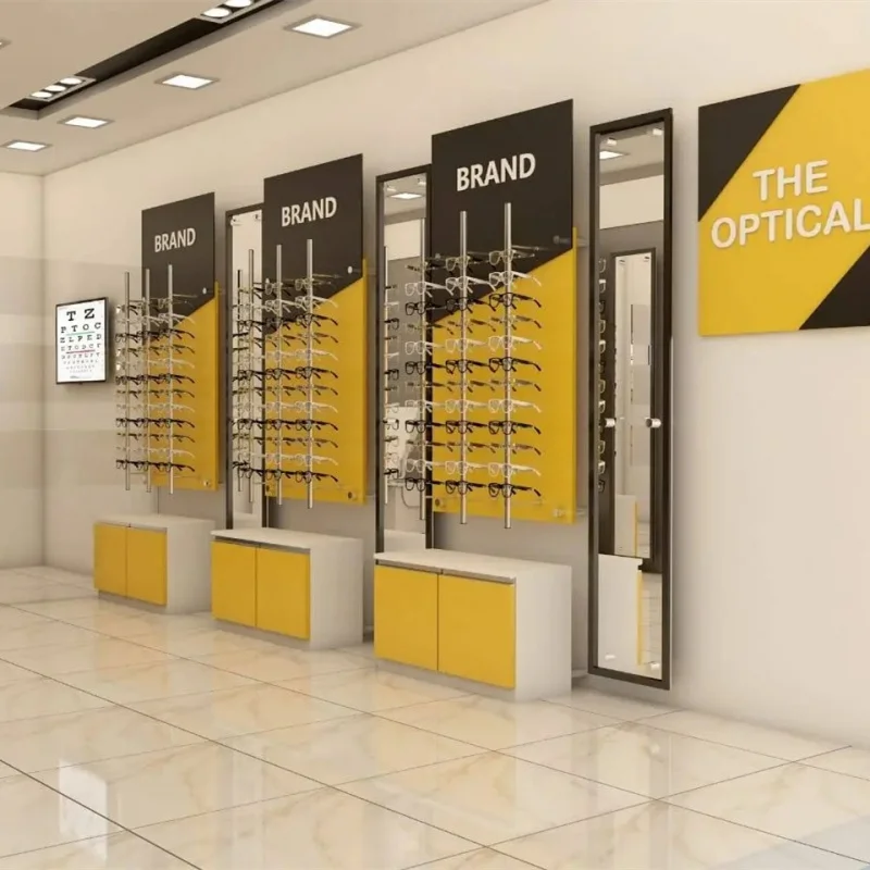 custom，Modern Shop Showcases Cabinets for Optical Store with Display Rack Shop Cabinet Design  Optical Store Design