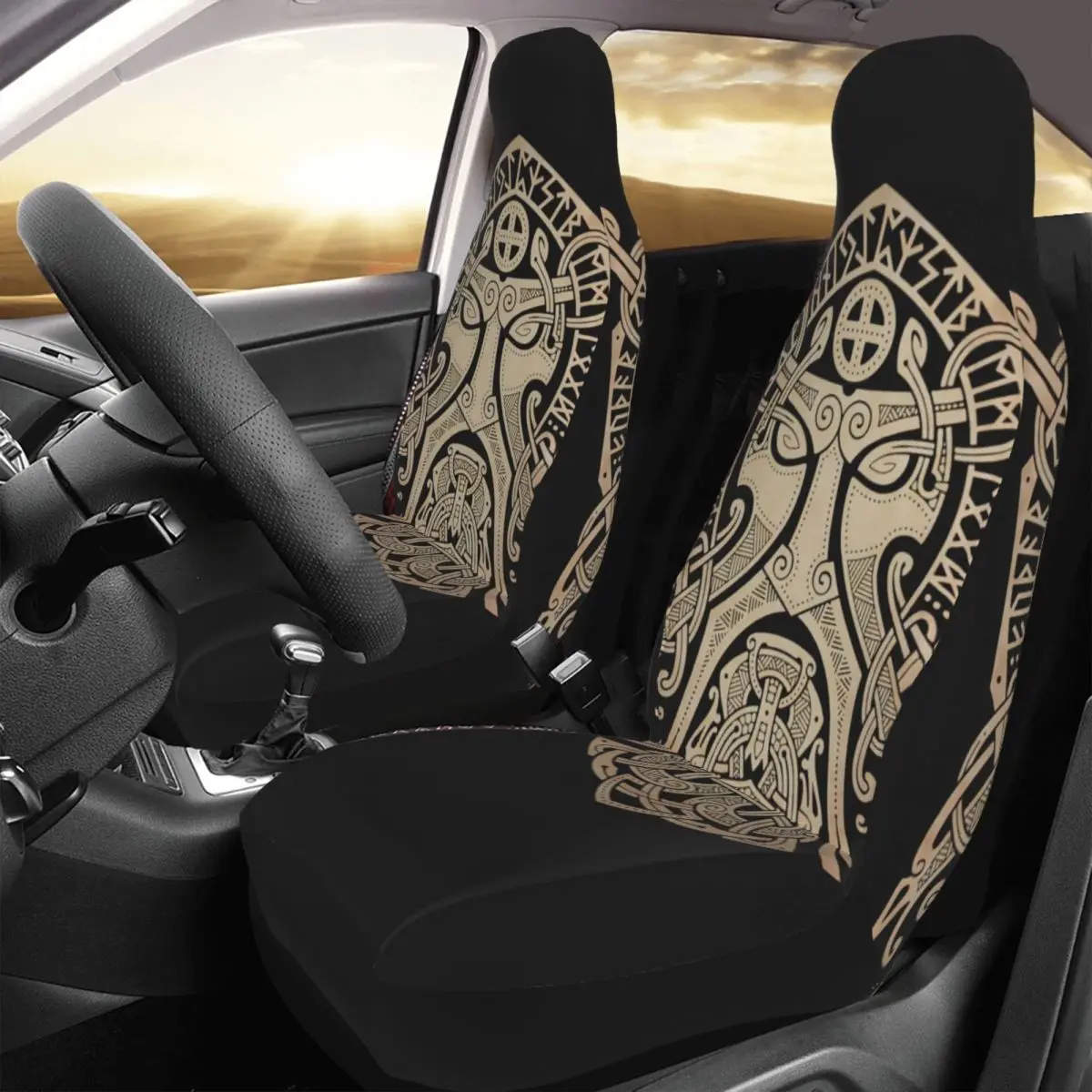 Viking Car Seat Cover Custom Printing Universal Front Protector Accessories Cushion Set