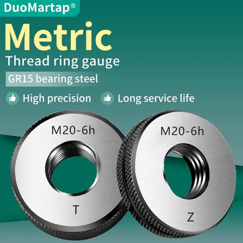 

Набор калибровочных колец Duo Martap 1SET (1*GO+1*NOGO) 6h, стандартные метрические, с мелкой резьбой, M1-M15, измерительный инструмент