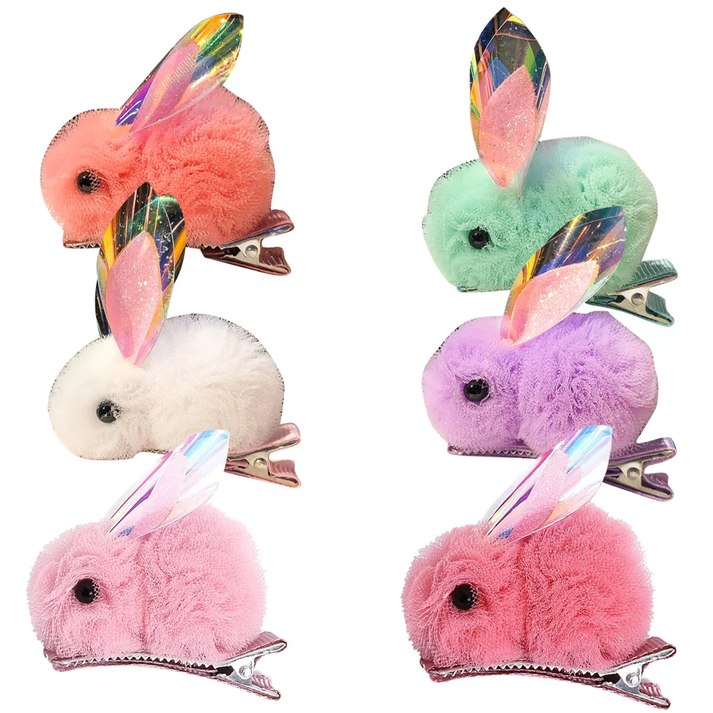 

6 Pcs Rabbit Hairpin Snow Kids Bunny Clips Baby Girl Accessories Veil Hairstyle Easter Photography Props