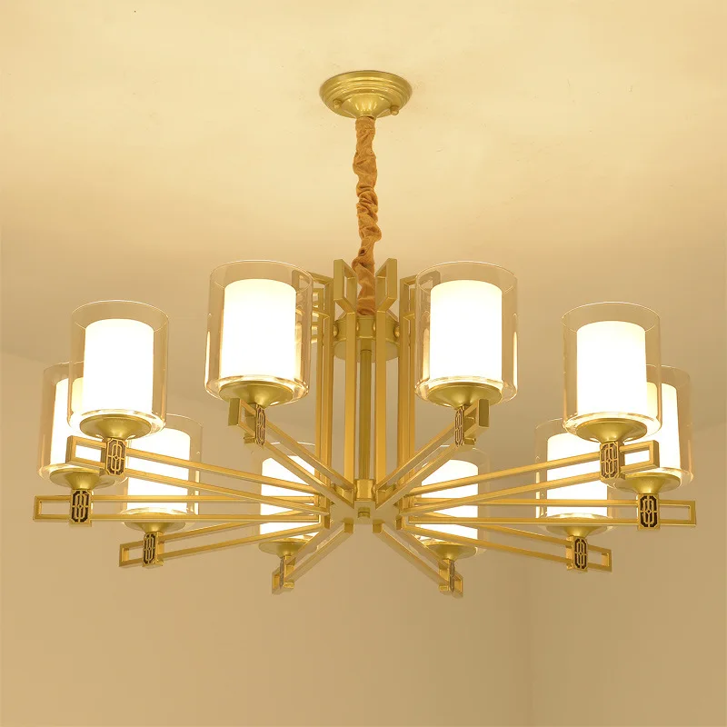 

New Chinese Chandelier Chinese Style Living Room Lamps Bedroom Study Villa Hall Chandelier Creative Wrought Iron Hotel Lighting