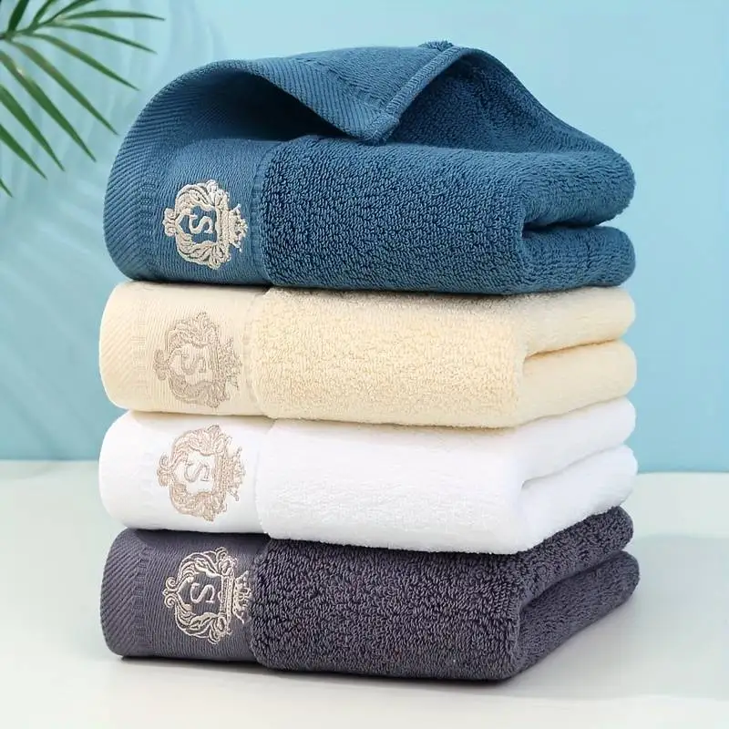 1PCS Cotton Towels 35X75CM 70X140CM Embroidered Bathroom Face Hand Bath Towels Gift Absorbent Towel For Home 수건 세트 Blue White