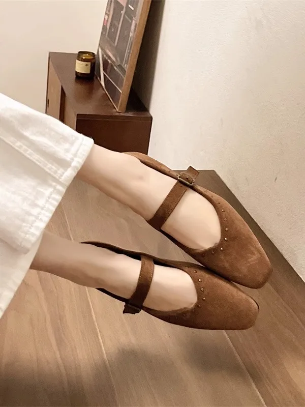 Lolita Shoes Genuine Leather Retro Pumps 2024 Women Fashion Heels Chunky Sandals All-Match Footwear Mary Jane Latest Branded Blo