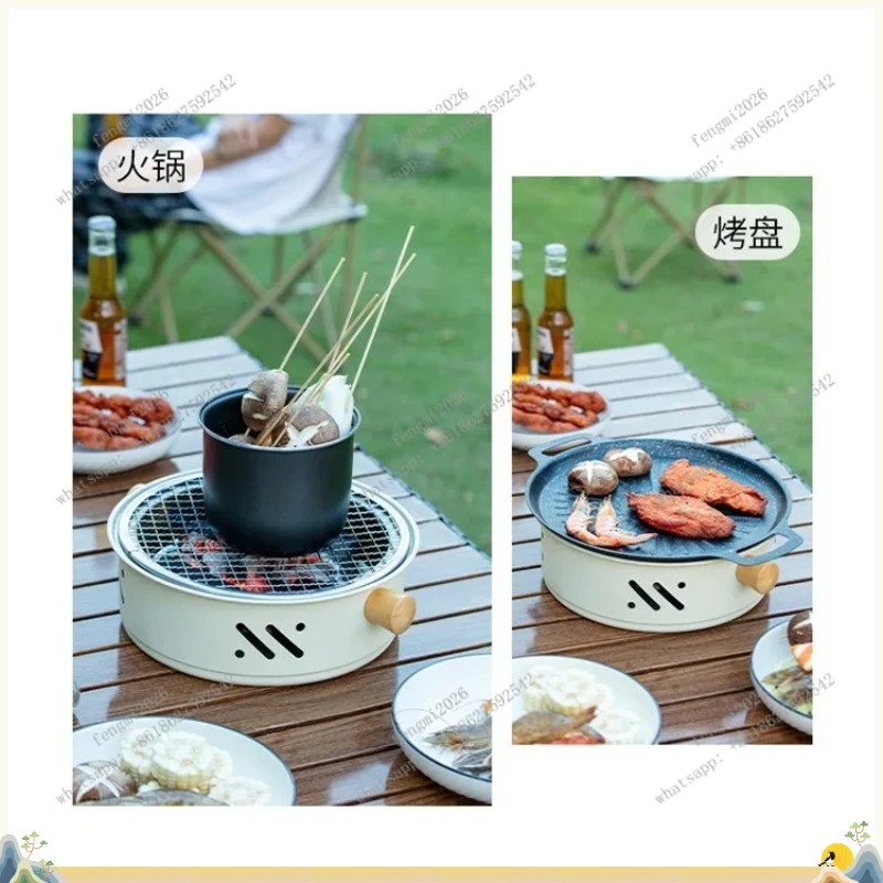 Thickened Charcoal Heating Stove Portable Outdoor BBQ Grill for Camping & Home Use