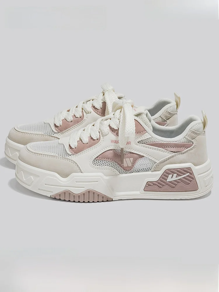 

Warrior Women's Summer Lightweight Breathable Mesh Sporty Casual Shoes Versatile Flat Heel Synthetic Leather plus Fabric Snea...