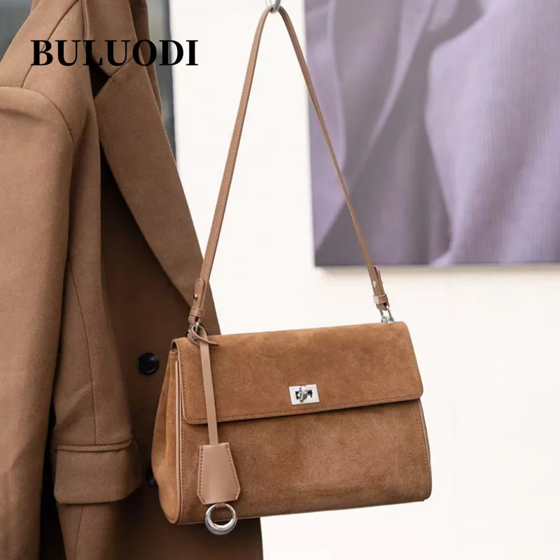 

Autumn and Winter luxury designer handbag soft matte suede leather women's authentic handbag women's shoulder crossbody bag
