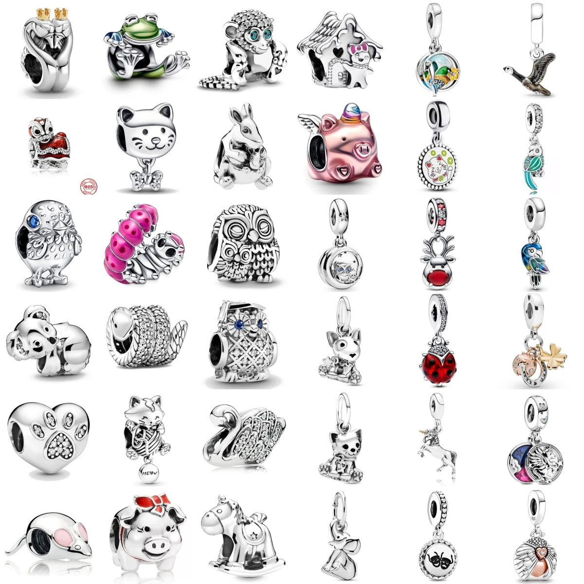 

NEW 925 Sterling Silver Charm Fit Original Bracelet Accessories Women Jewelry Forest Animal Series kangaroo Owl Swan