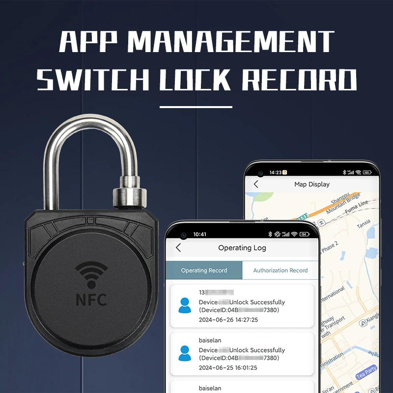 Intelligent lock, NFC padlock, outdoor anti-theft lock, portable APP unlocking, no battery, remote authorization unlocking