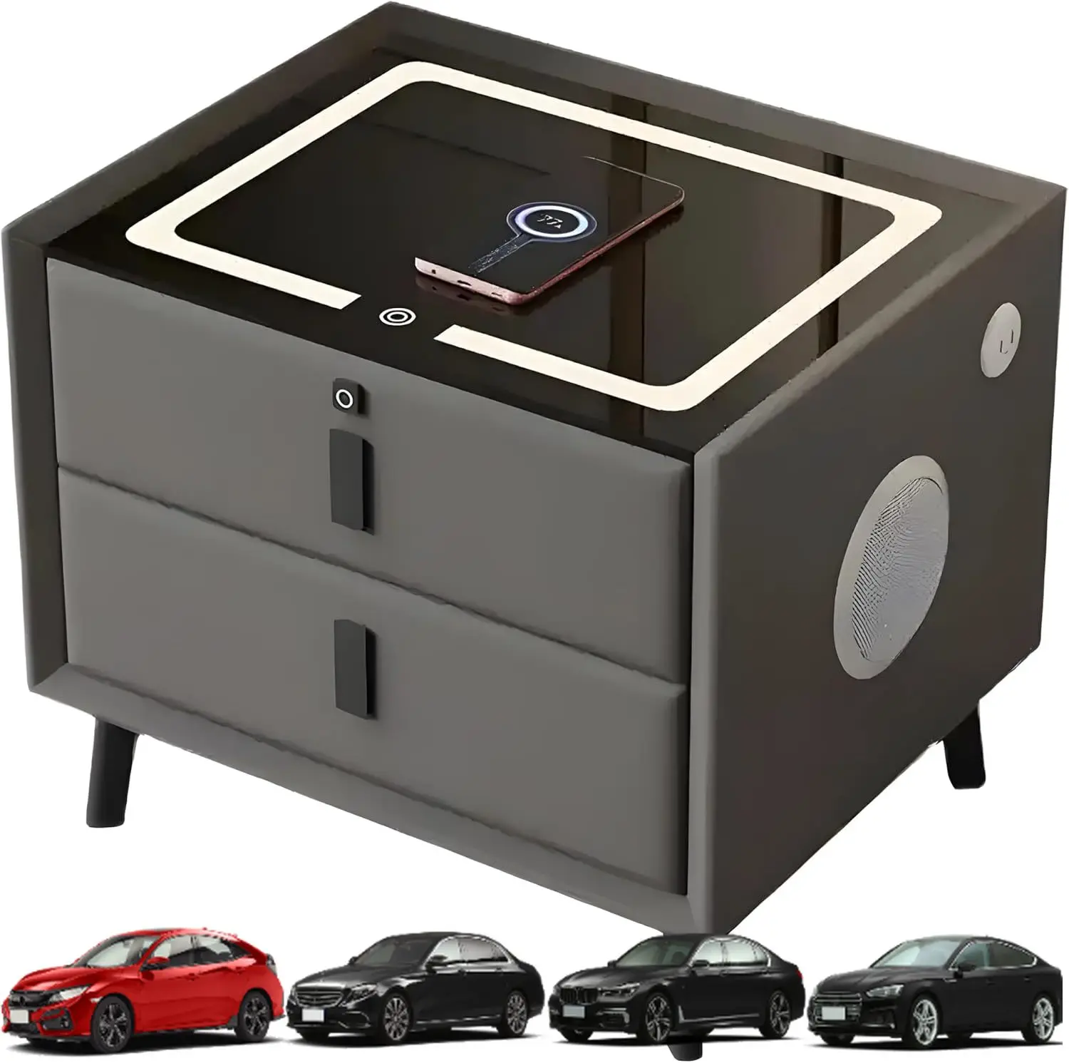 

Умная тумбочка Smart Meble из цельного дерева с беспроводной зарядкой, прикроватная тумбочка с замком по отпечатку пальца, прикроватная тумбочка с динамиком и