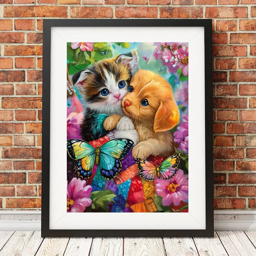 

EverShine 5D Diamond Painting Animal Embroidery Cat Dog Butterfly Full Square Round Drill Mosaic Kitten Puppy DIY Wall Decor