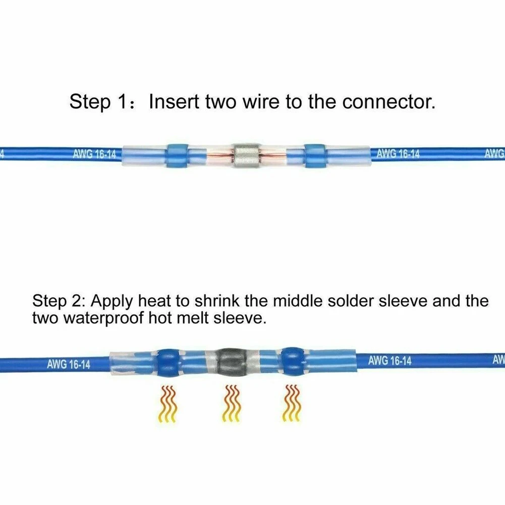 Weatherproof Connections Every Time 500 Pack Terminal Connector Kit with Solder Seal Sleeve Heat Shrinkable Butt Wire Connectors