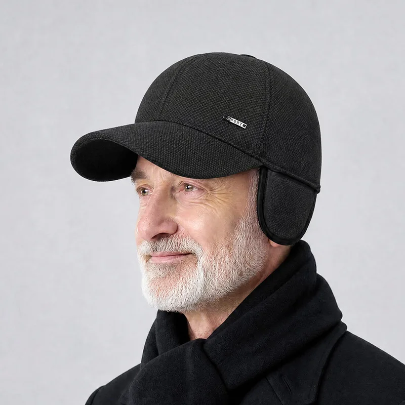 High Quality keep warm men Baseball Cap  winter Outdoor  middle-aged Windproof ear protection cap