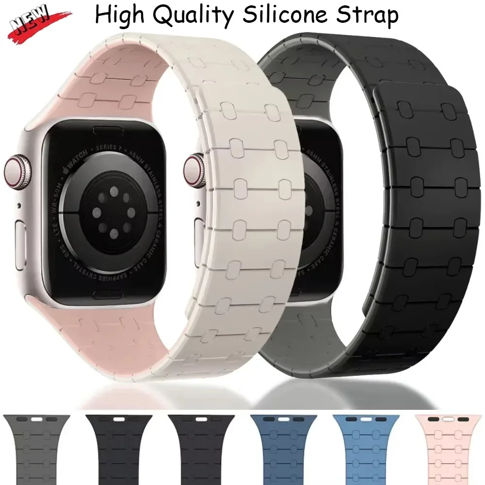 عالية الجودة سيليكون حزام ل أبل ساعة الترا 3/2/1 49 مللي متر 10/11 42/46 مللي متر 9 8 7 45/41 مللي متر معصمه المغناطيسي iwatch 6 5 SE/3 الفرقة