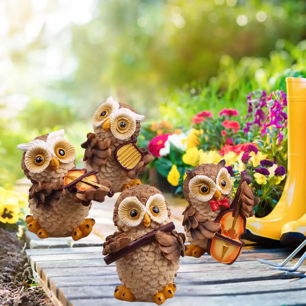 6Pce/Set Mini Owl Figurine Garden Ornament Miniature Plant Pots Micro Landscape Resin Yard Statues Outdoor Indoor Home Decor