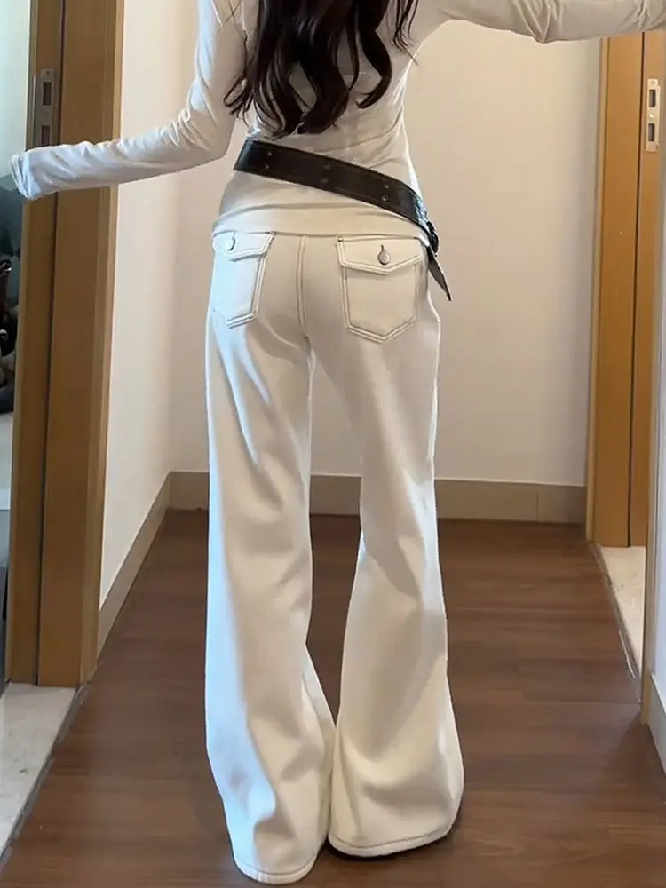 

Women's Winter Denim with Thick Velvet 2025 New Large Loose Non Stick Leg Micro Pull Pants