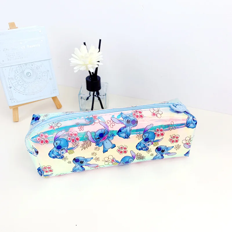 Imagem -02 - Disney Stitch Laser Pencil Case Cute Sanrio Kitty Pencil Box Papelaria Pen Storage Bolsa Material Escolar de Escritório 12 Pcs por Lote