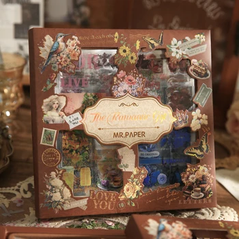 100 fogli/scatola Serie regalo romantico retrò creativo Adesivi in materiale PET Manuale regali Decorazione fai da te Collage stazionario