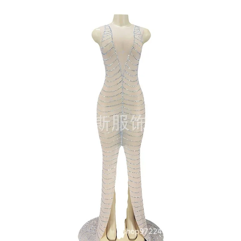 

Women's Fashion High Waist Split Sleeveless Long Dress - Elegant For Evening & Commuter Wear Robe De Soiree Elegante Pour Femme