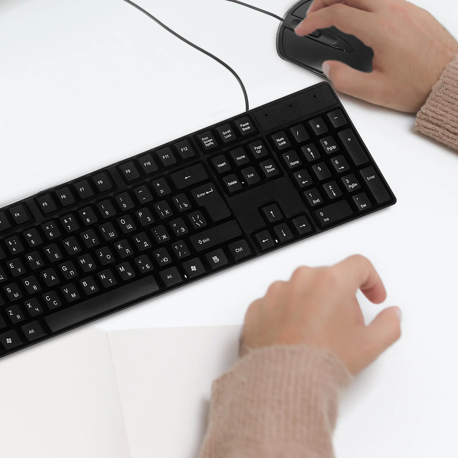 

Modern Wired Keyboard Mouse Combo Quiet Computer Accessory Simple Reliable ABS Stable Performance Full Key Layout Easy Plug Play
