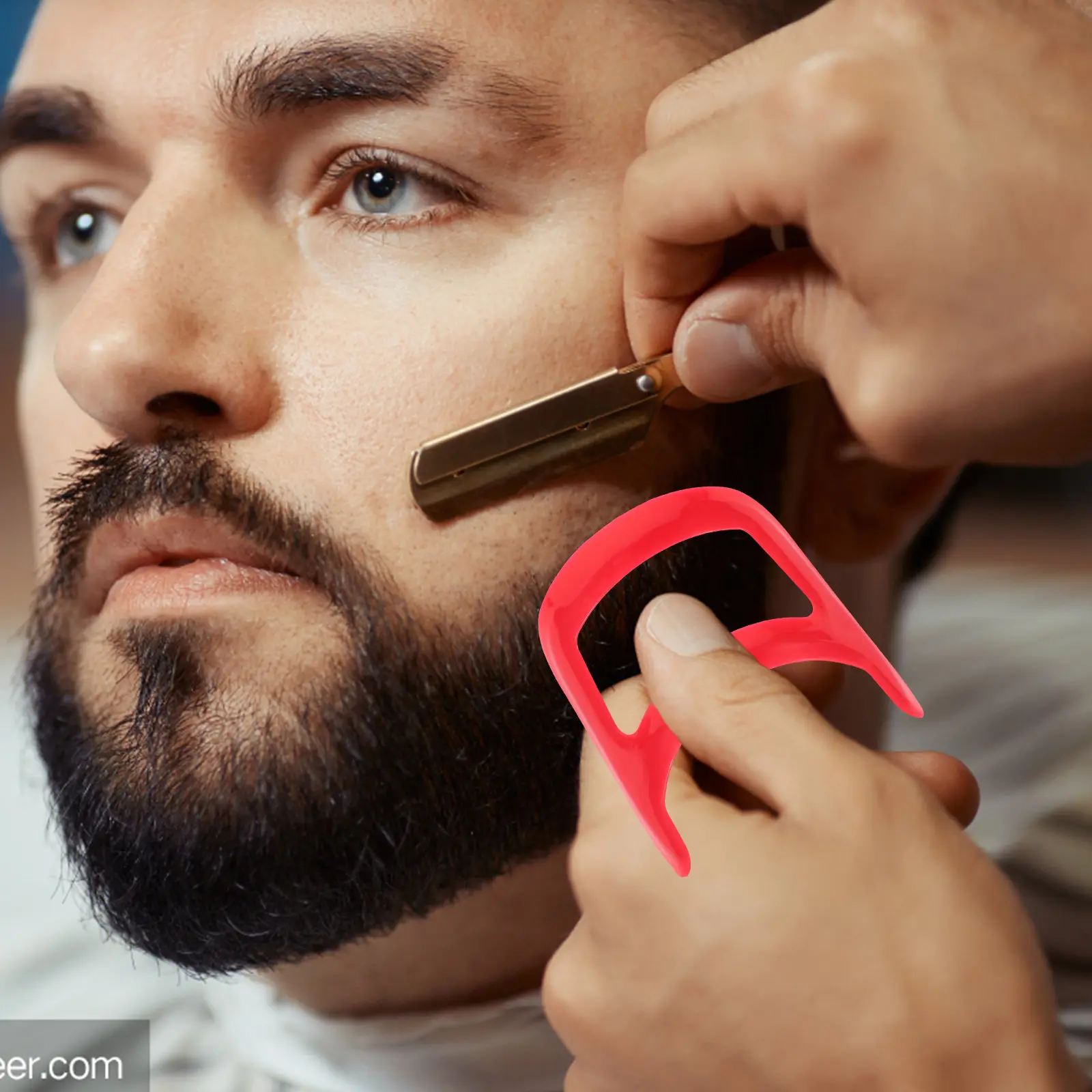 

2Pcs Beard Styling Ruler Durable Compact Easy Storage Travel Shaping Tool Modeling Men Template Kit Stencil Straight