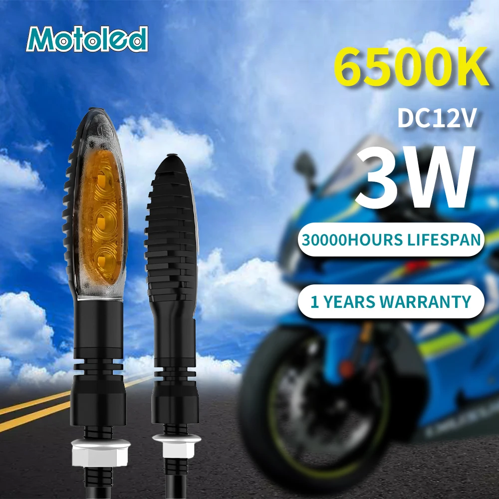 

Motoled 2pcs Universal Motorcycle LED Turn Signal Light Flashing Amber Blade Super Bright MotoBike Lamp Indicator Blinker
