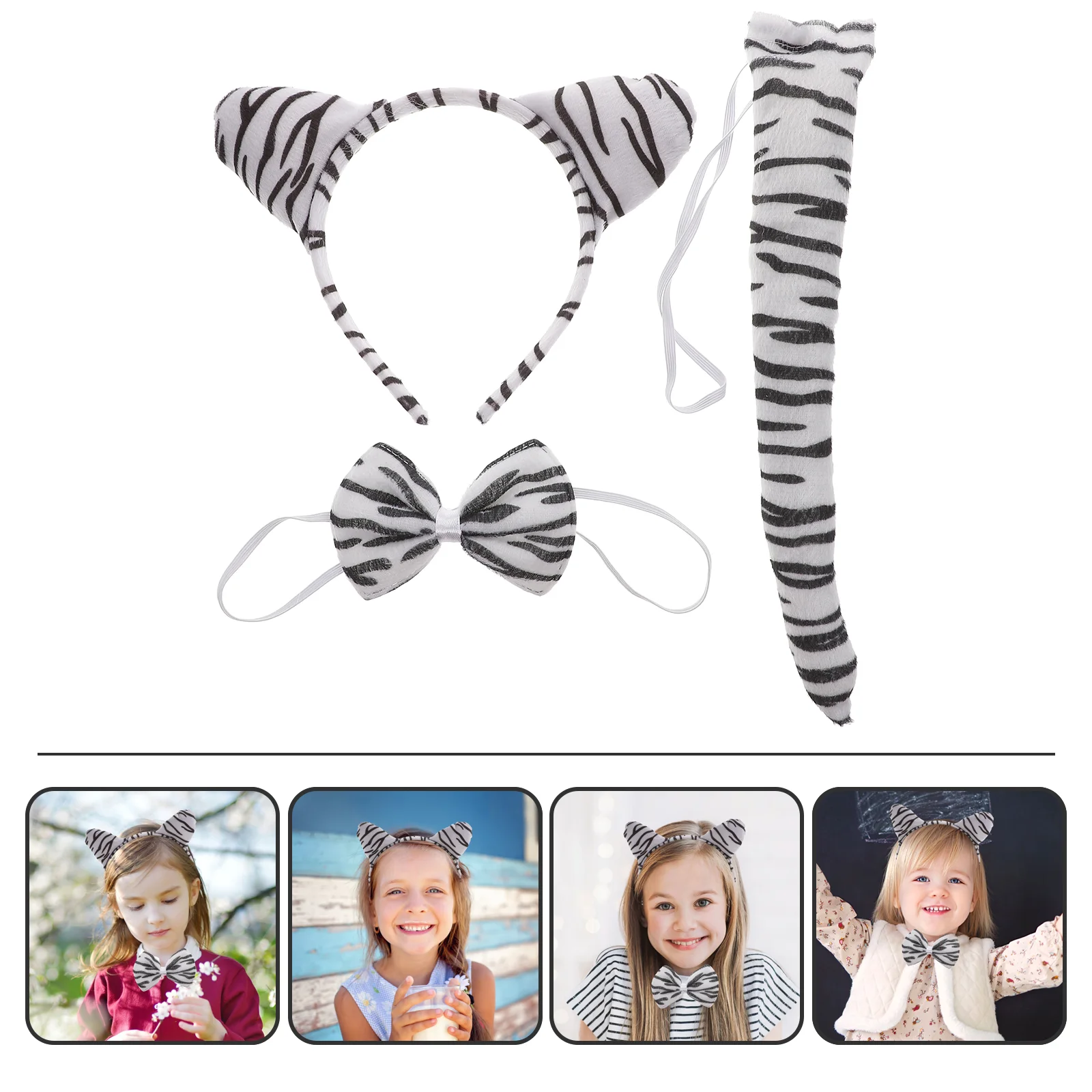 

Headband Bow Tie Baby Suits Cat Ears Cosplay Costume Tiger Party Prop Animal Kit Headgear