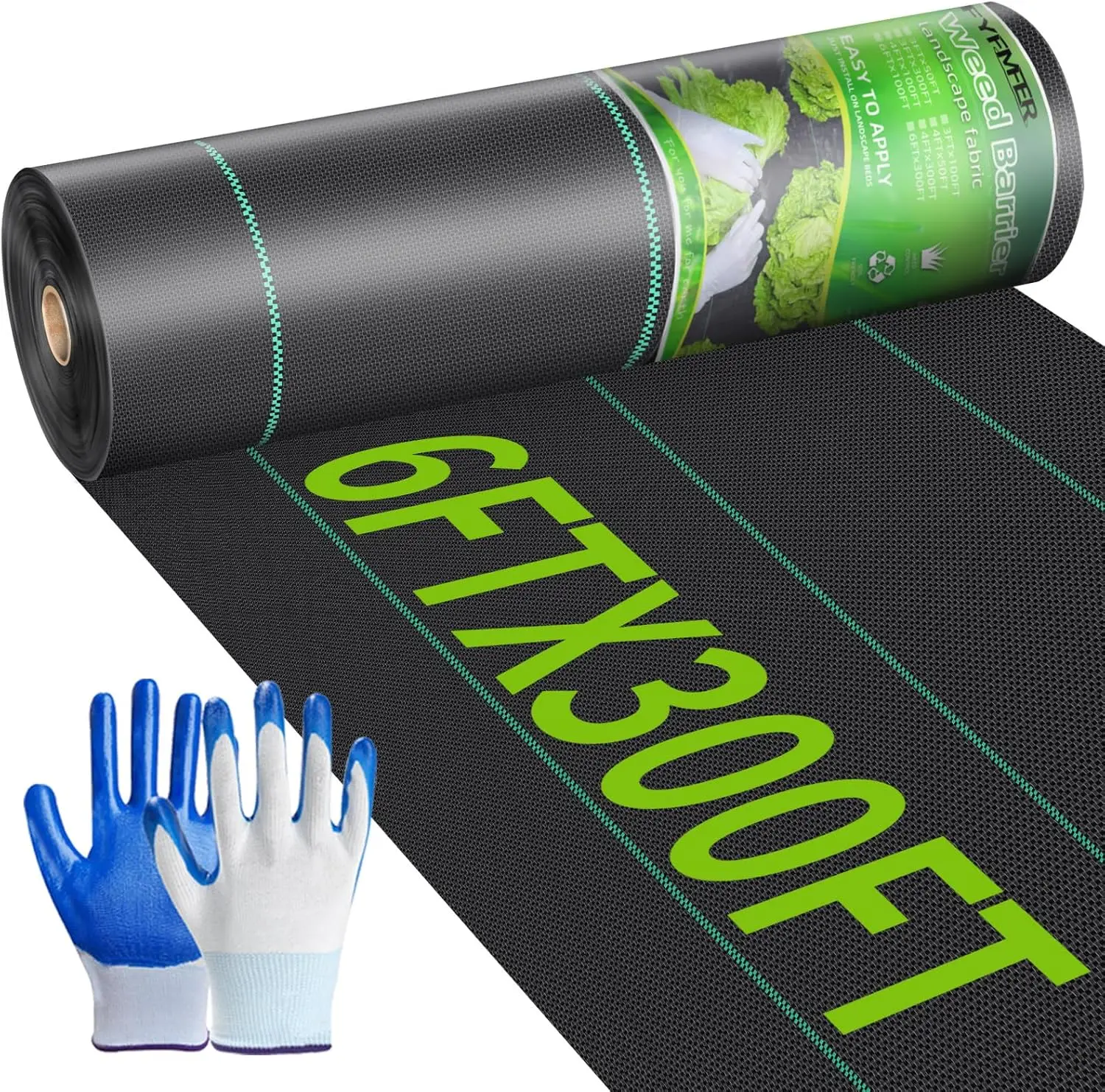 

Ткань для борьбы с сорняками 6 футов x 300 футов, сверхпрочная, тканая, для ландшафтного дизайна, геотекстиль для подложки, коммерческое использование