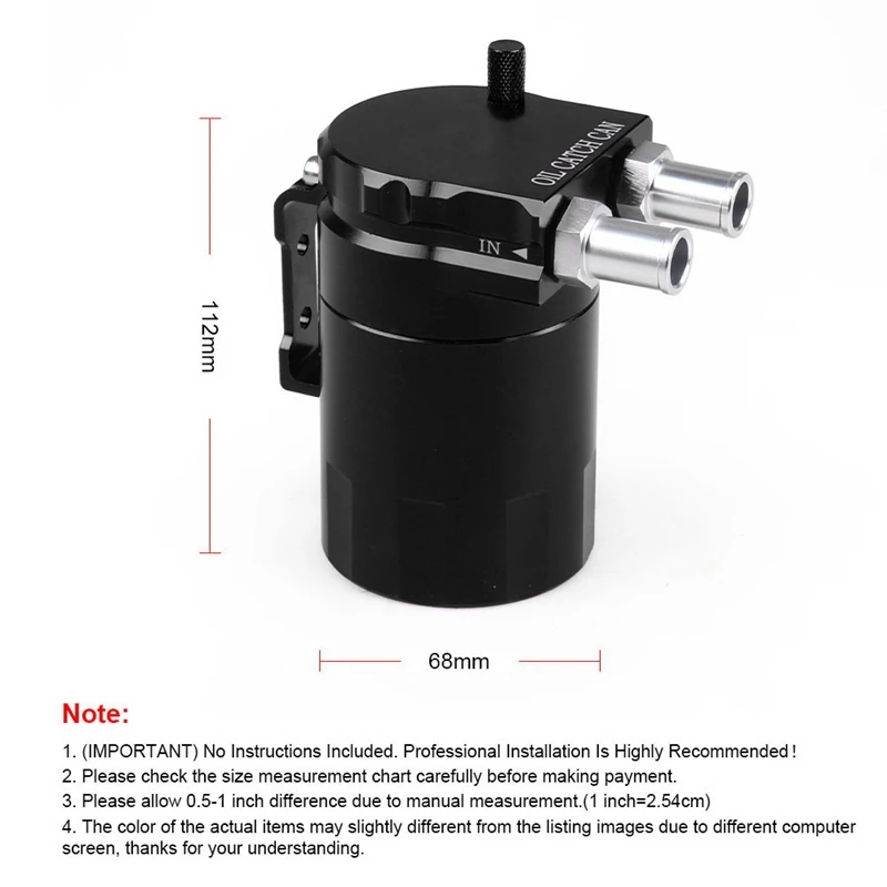 Dyno Racing Universal Oil Catch Can Engine Oil Catch Tank Aluminum Catch Can Oil Separator 300Ml