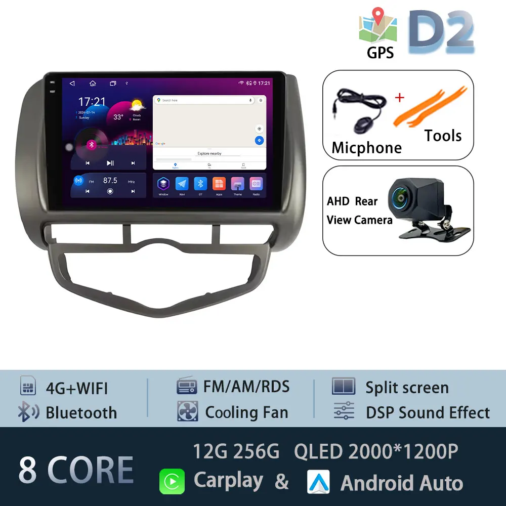 Voor Honda Fit Jazz 2002-2008 LDH RDH Autoradio Audio Mulltmedia Speler Android Intelligent Systeem GPS Navi DPS 4G Carplay WiFi
