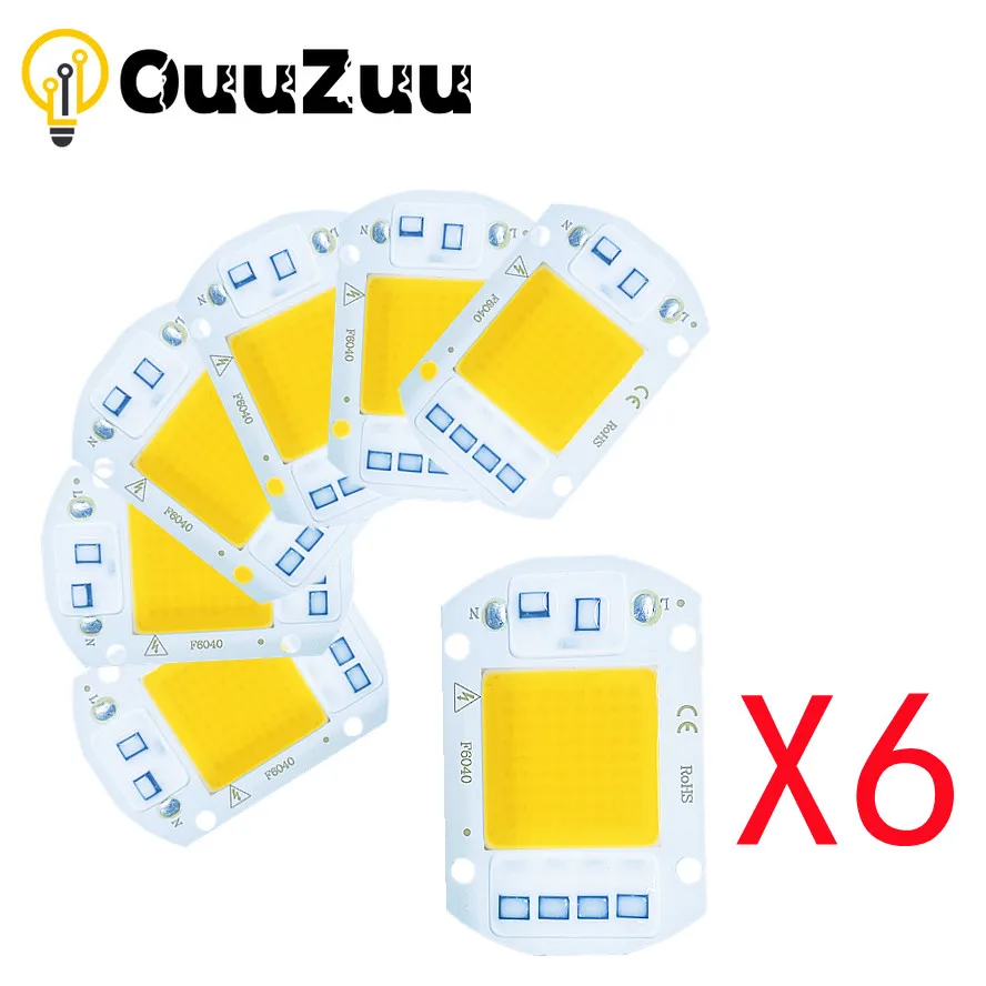 

6PCS COB LED Chip 20W 30W 50W Cool Warm No Need Driver AC 220V Flood Light Bulb Chip Diy Spotlight Floodlight