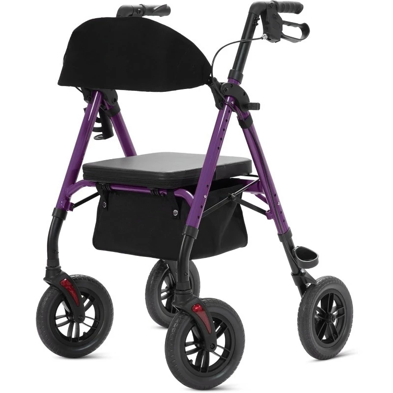 مشاية دوارة لجميع التضاريس مع عجلات غير هوائية مقاس 10 بوصات، ومقعد مبطن بالإسفنج ومسند ظهر، وإطار قابل للتعديل بالكامل لـ S #1