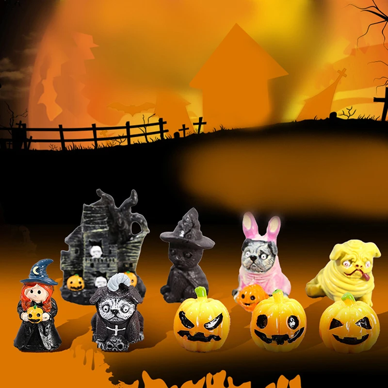 Halloween Puppenhaus Miniatur Nette Geist Hexe Bat Kürbis Mini Figuren Fee Garten Ornament Micro Landschaft DIY Handwerk Dekor