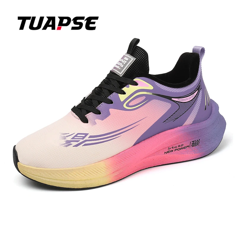 TUAPSE Otoño Invierno hombres zapatos deportivos placa de carbono microfibra cuero lana cálido felpa impermeable antideslizante pareja zapatos para correr