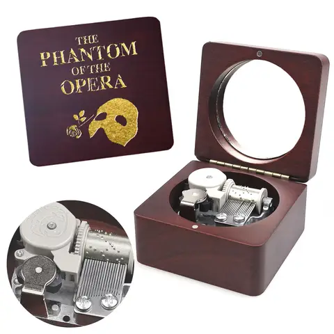 SOFTALK Masquerad 단단한 나무 와인 레드 테마 애니메이션 뮤직 박스 생일, 크리스마스, 발렌타인 데이 선물