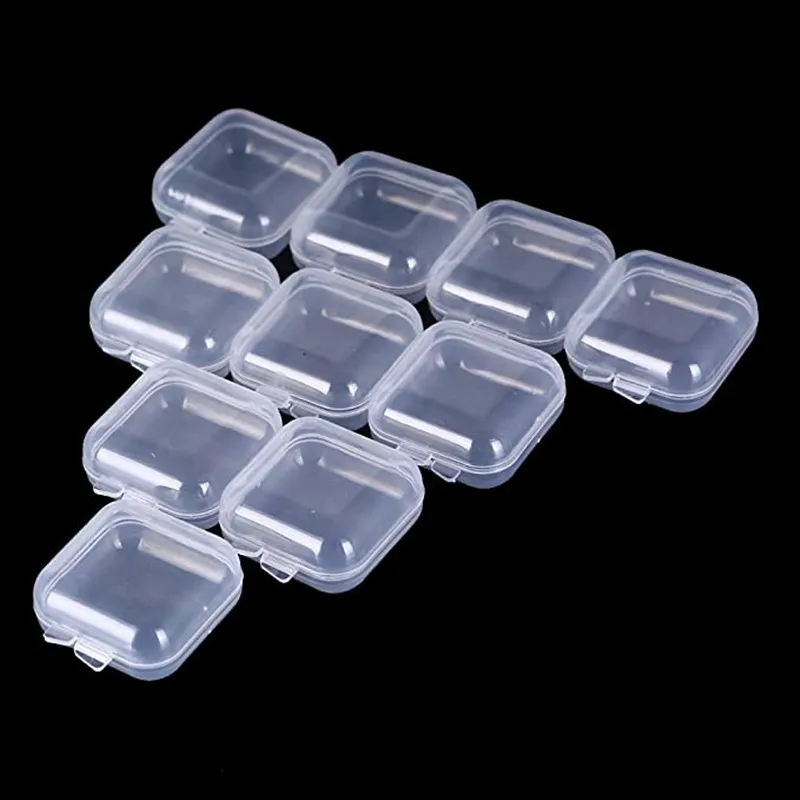 10pcs Mini Transparent Storage Box Prganizer 3.5x3.5x1.8cm Display Jewelry Case For Bead Earring Ring Tiny Items Craft Packaging