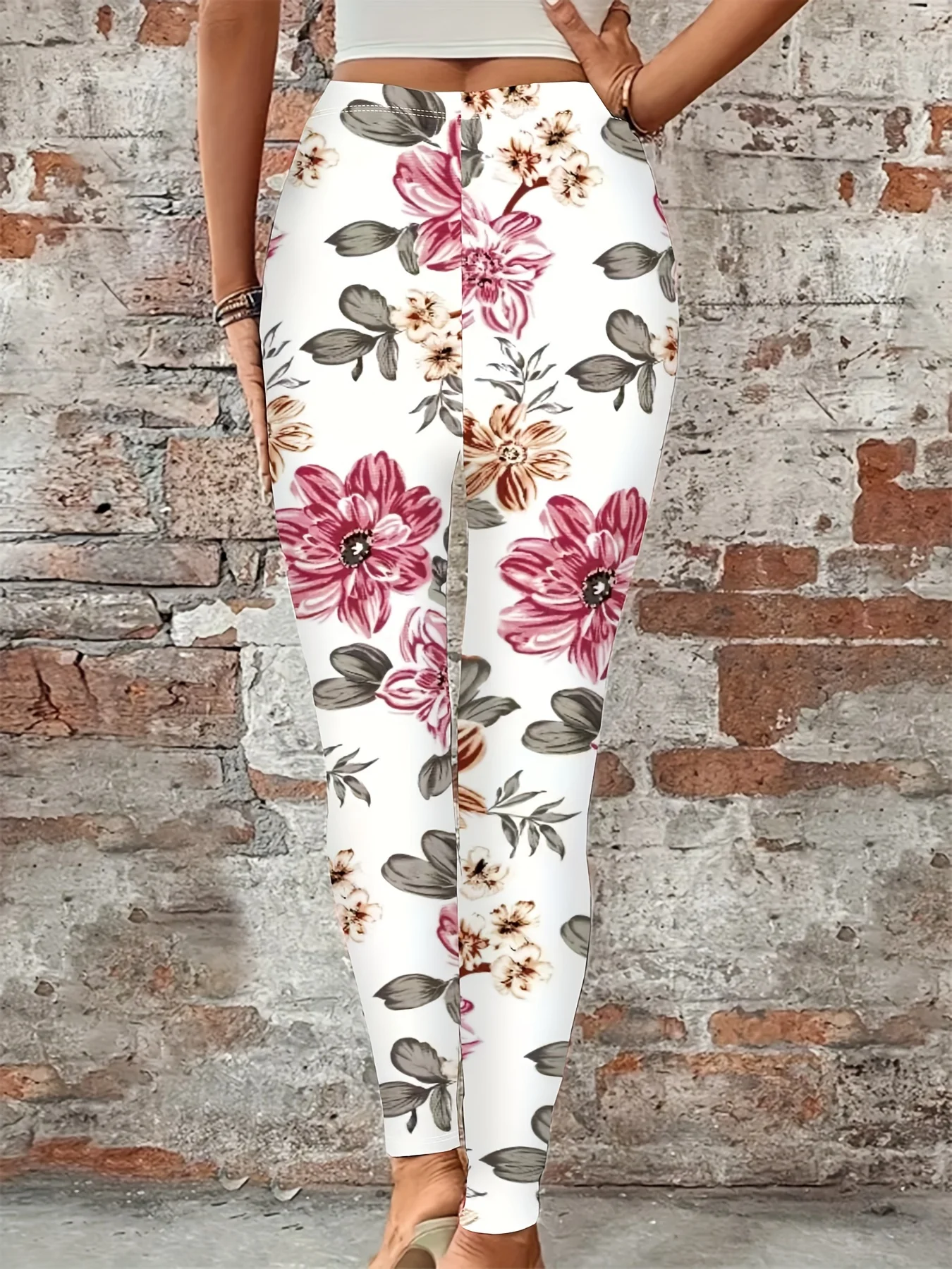 Women's Leggings Flower 3D Printed Outdoor Casaul Trousers Stretch Elastic Waist Fall Winter Festival Streetwear